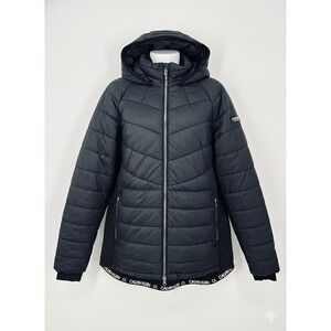 Calvin Klein Performance Women Black Quilted Hooded Puffer Jacket Size 2X